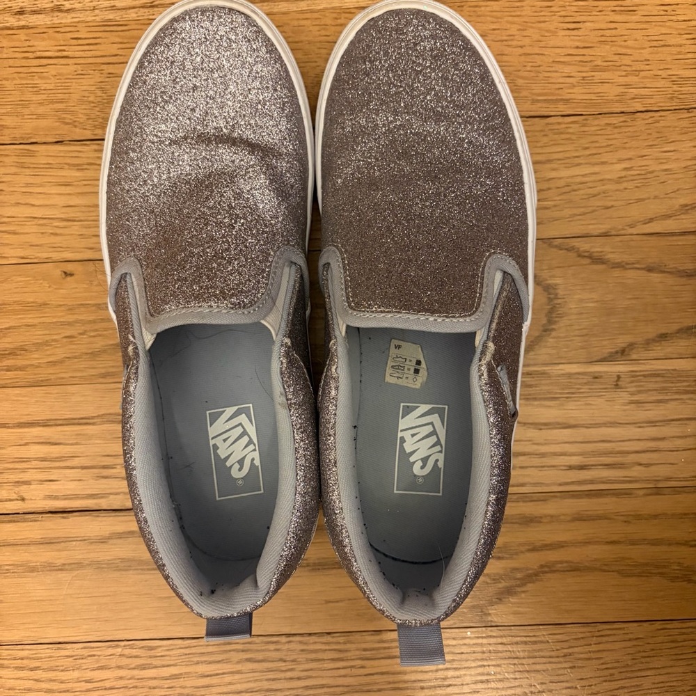 Vans Asher Glitter Sidewall Light Gray Sneakers - Picture 4 of 8
